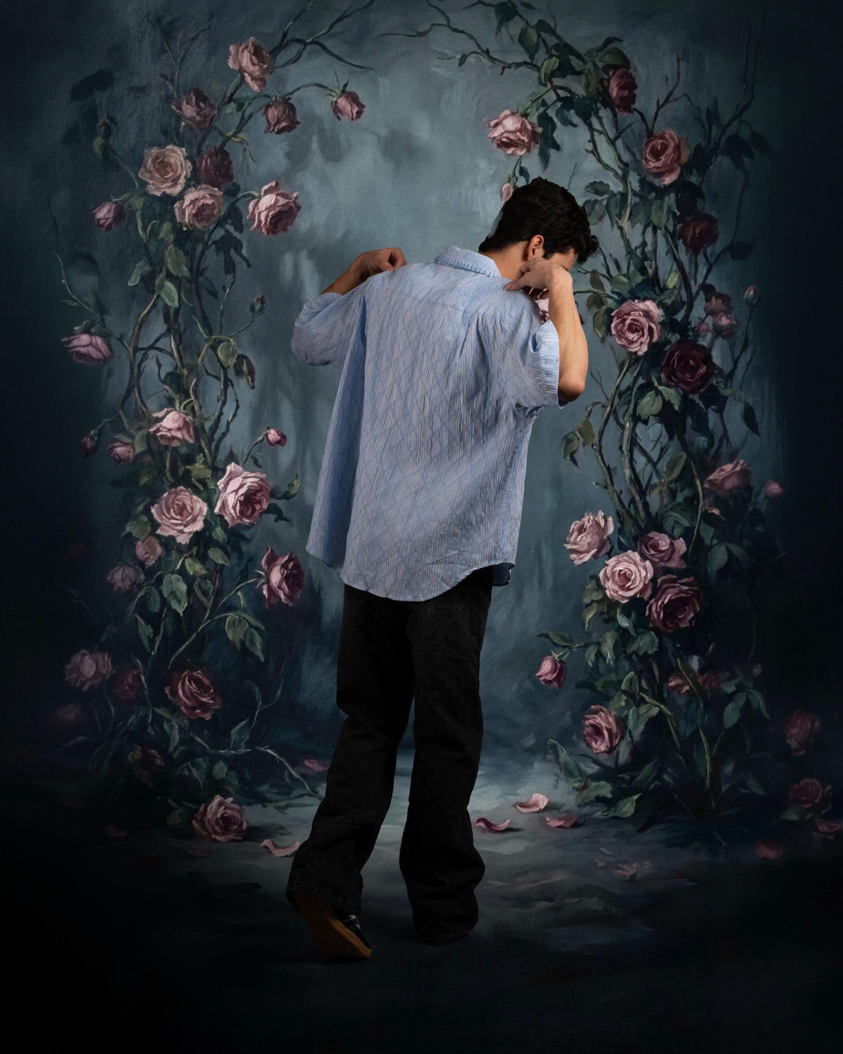 Forbidden Flower Shirt-Rosemist Blue [OVERSIZED FIT]