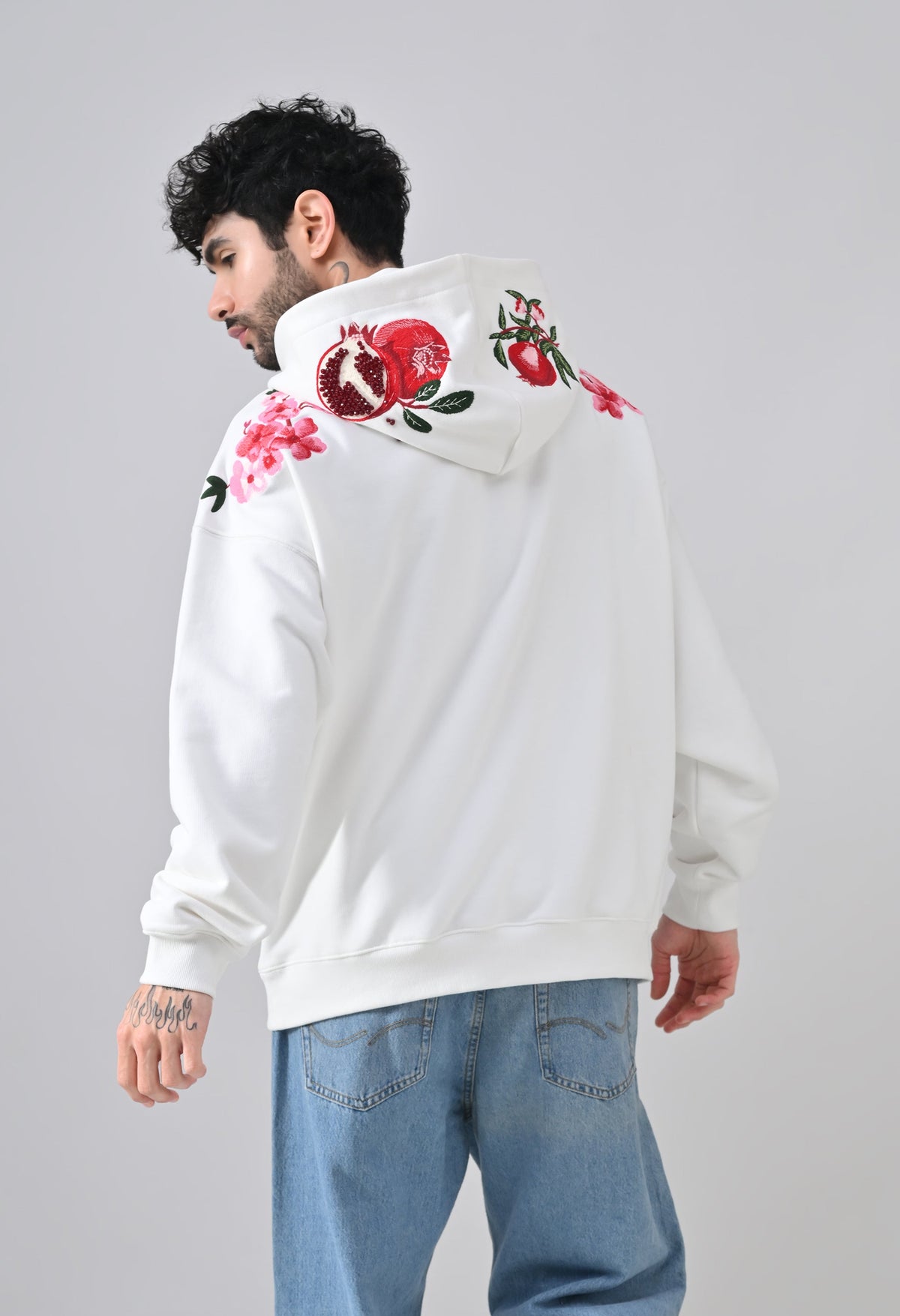 Pom Drip Hoodie White