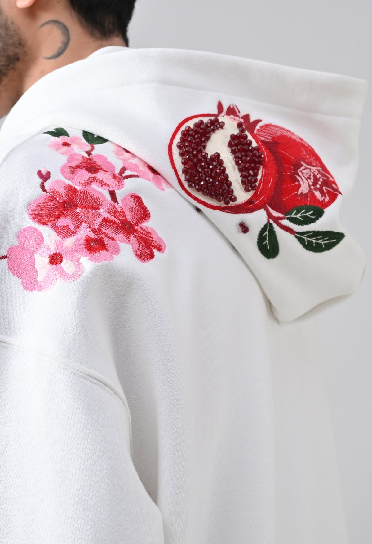 Pom Drip Hoodie White