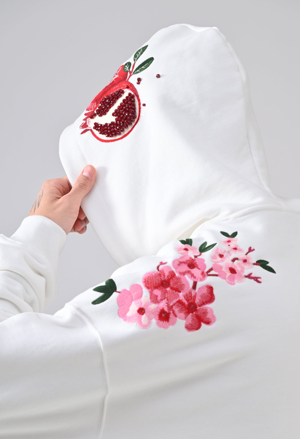 Pom Drip Hoodie White