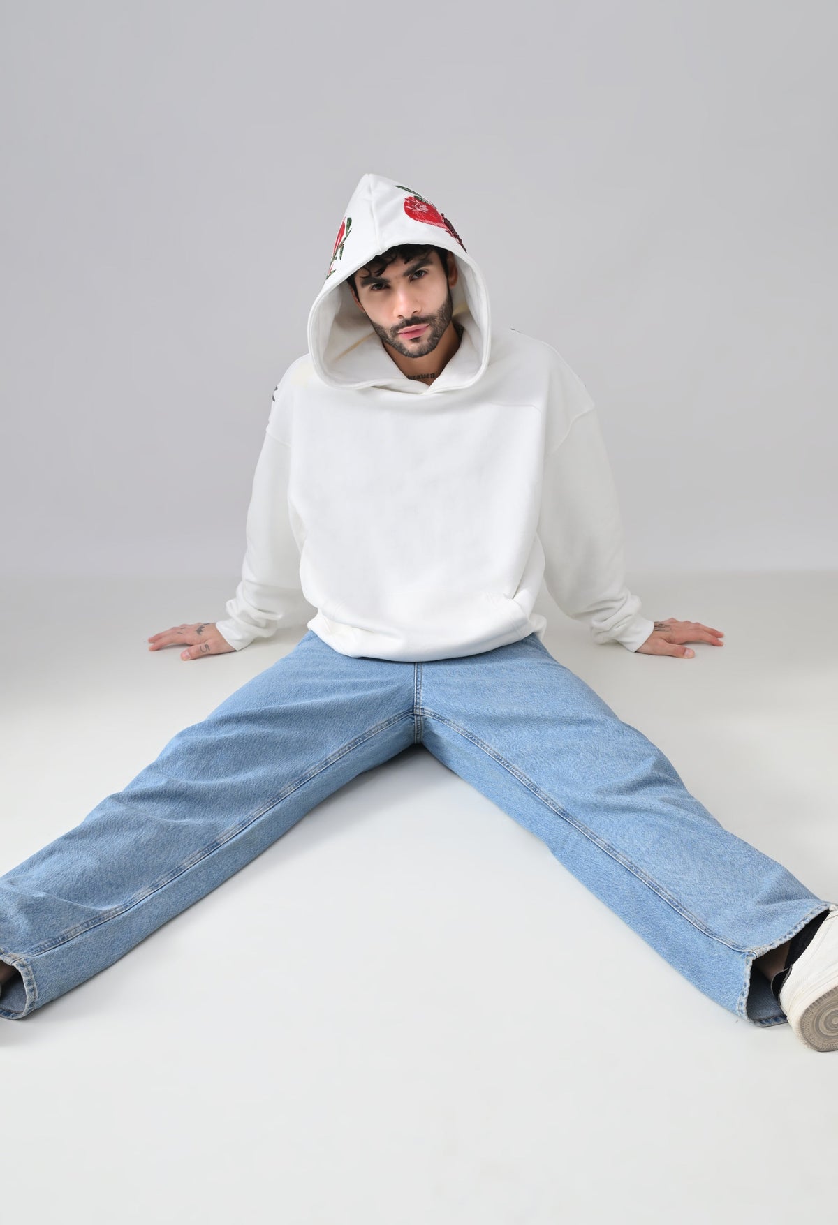 Pom Drip Hoodie White