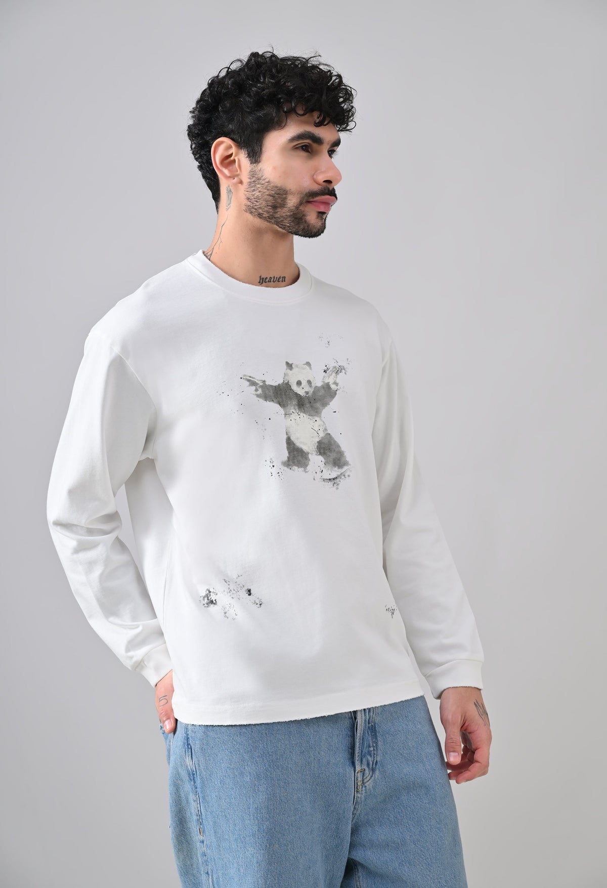 Inglorious Panda Longsleeve T-shirt White