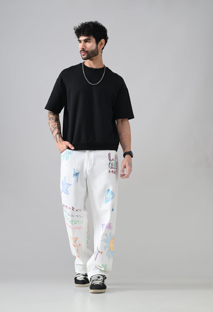 Scribble Theory Jeans-Canvas White, photo 2