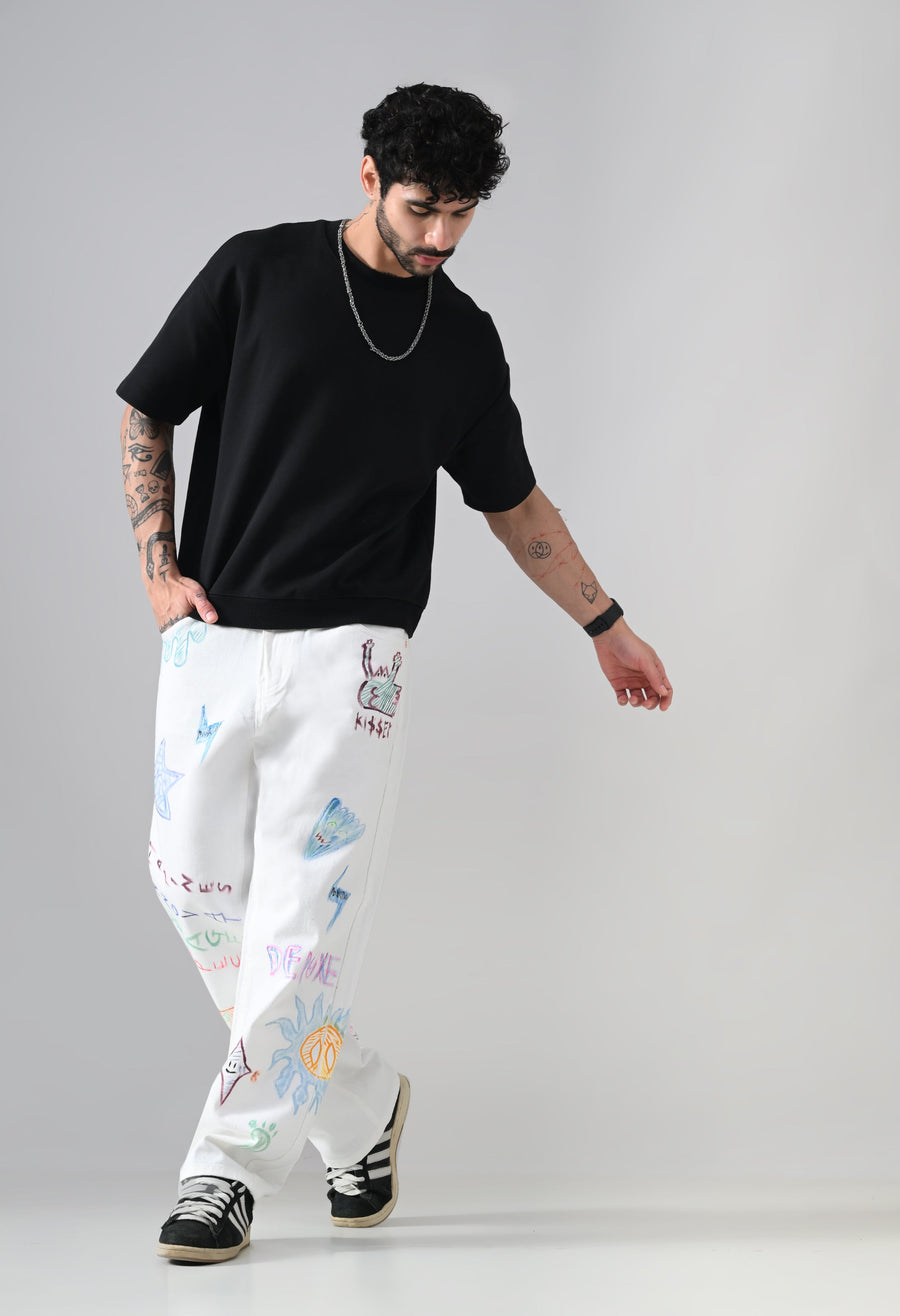 Scribble Theory Jeans-Canvas White, photo 3