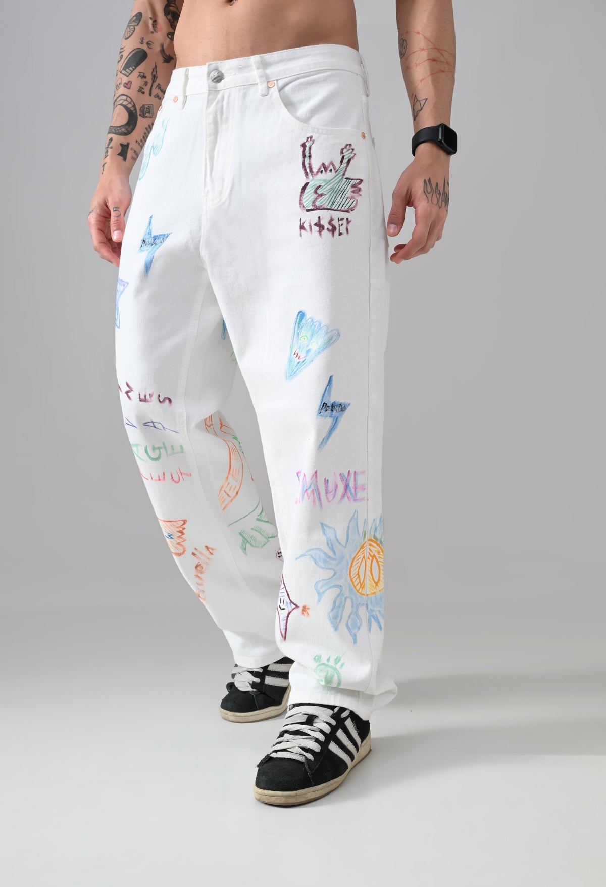 Scribble Theory Jeans-Canvas White
