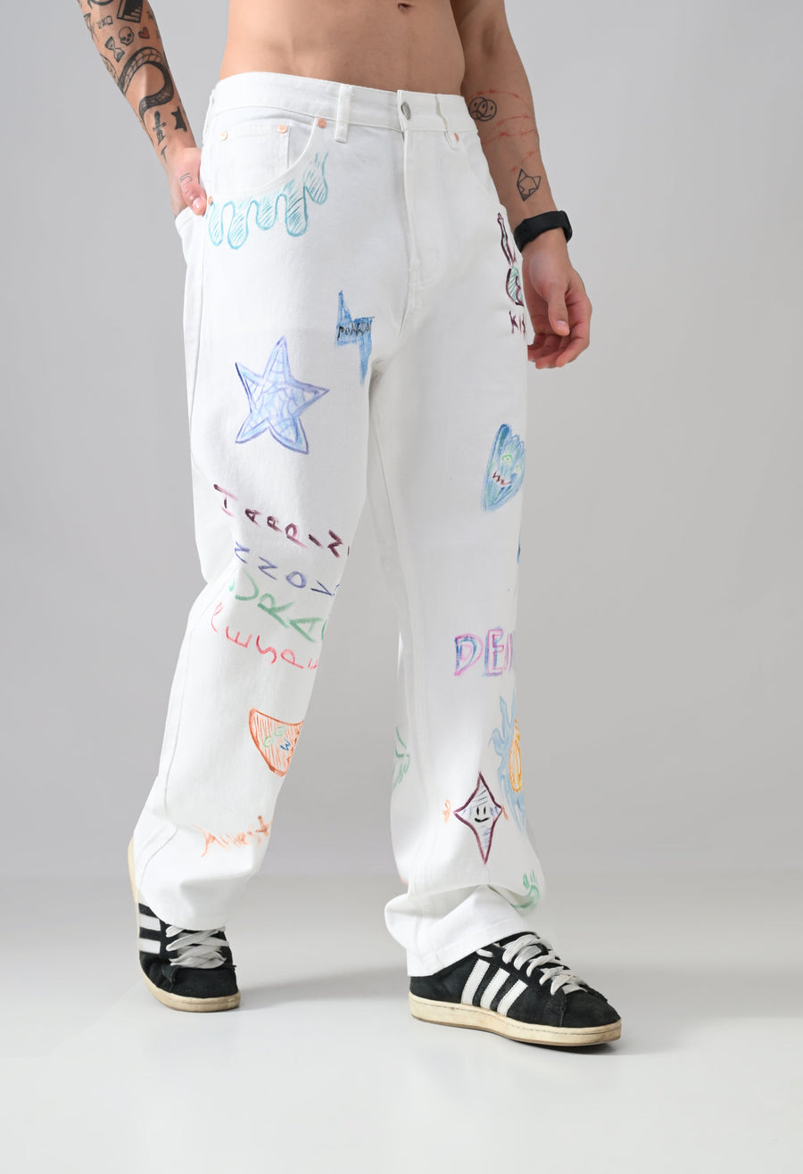 Scribble Theory Jeans-Canvas White, photo 5