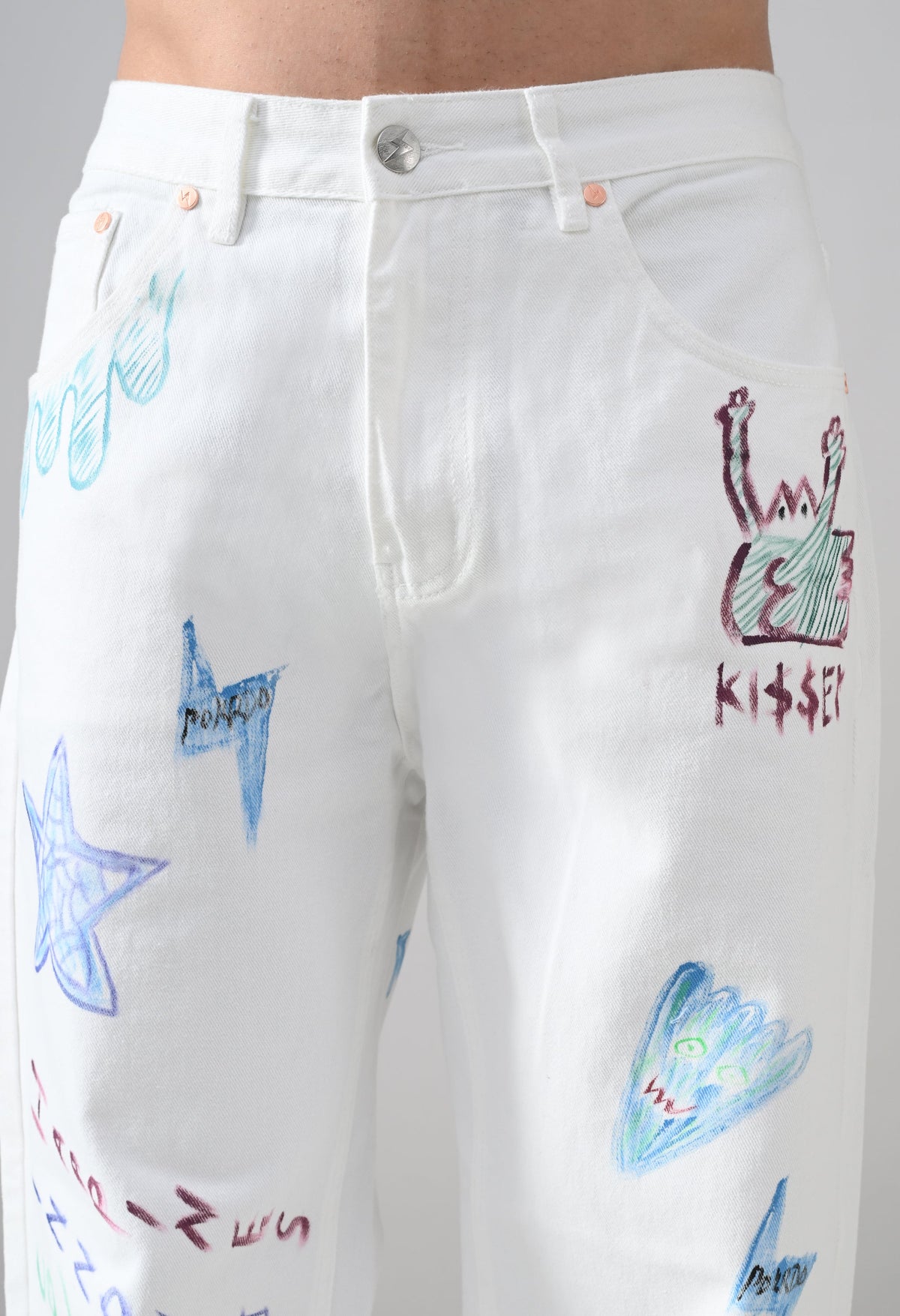 Scribble Theory Jeans-Canvas White