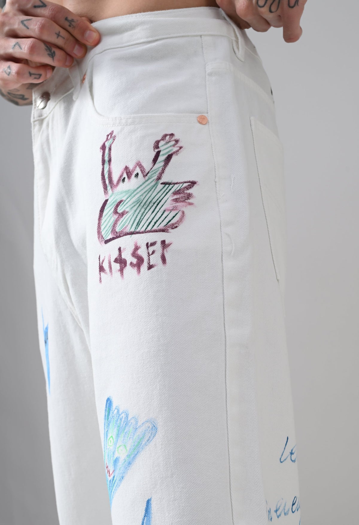 Scribble Theory Jeans-Canvas White