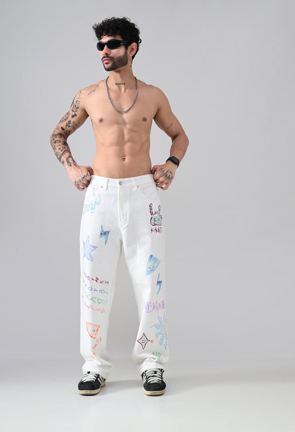 Scribble Theory Jeans-Canvas White