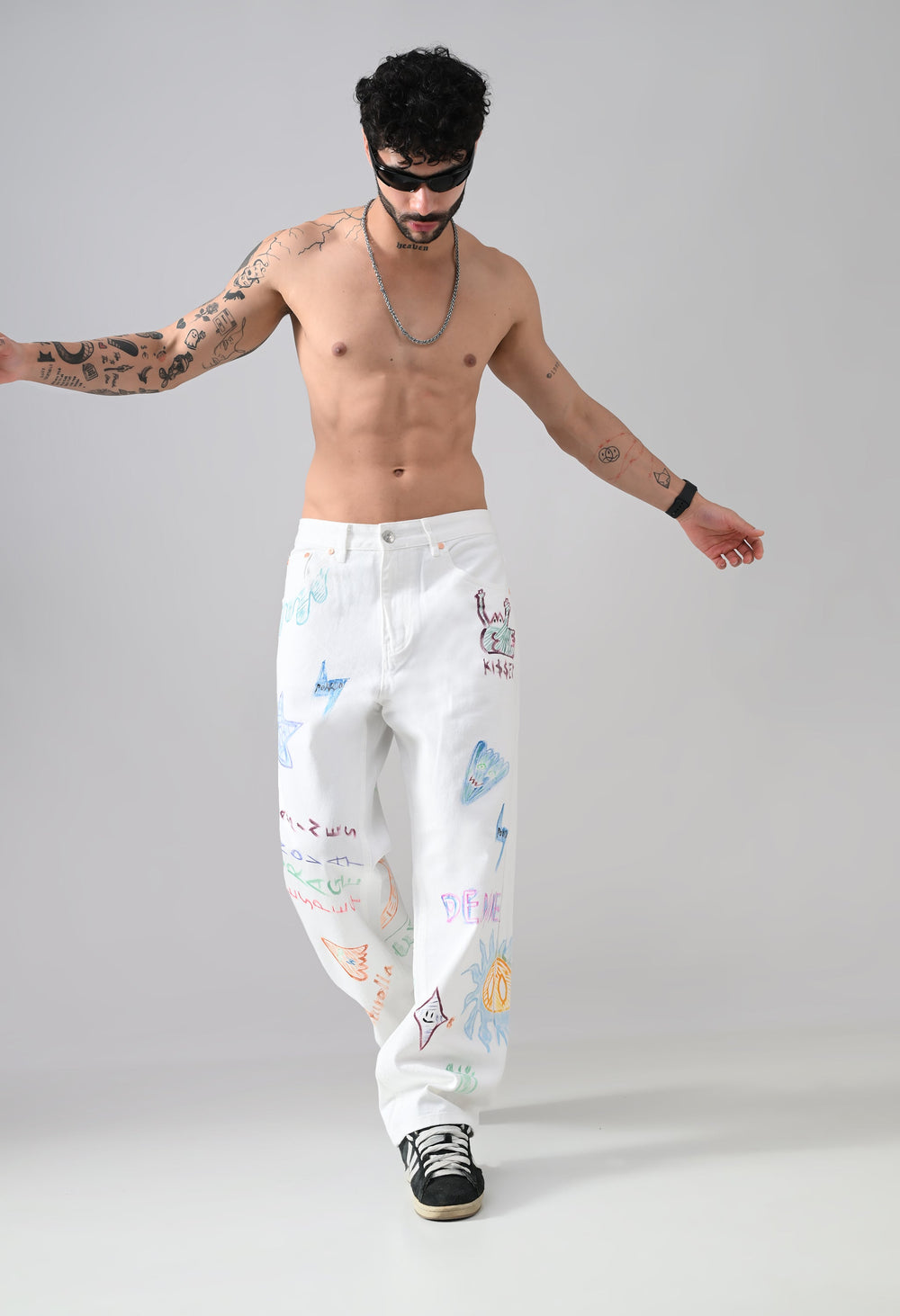 Scribble Theory Jeans-Canvas White