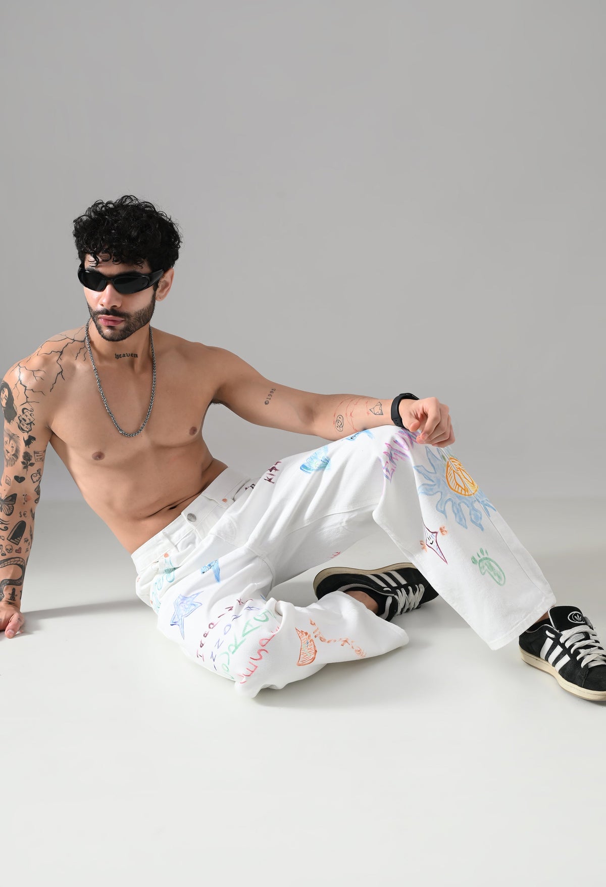 Scribble Theory Jeans-Canvas White