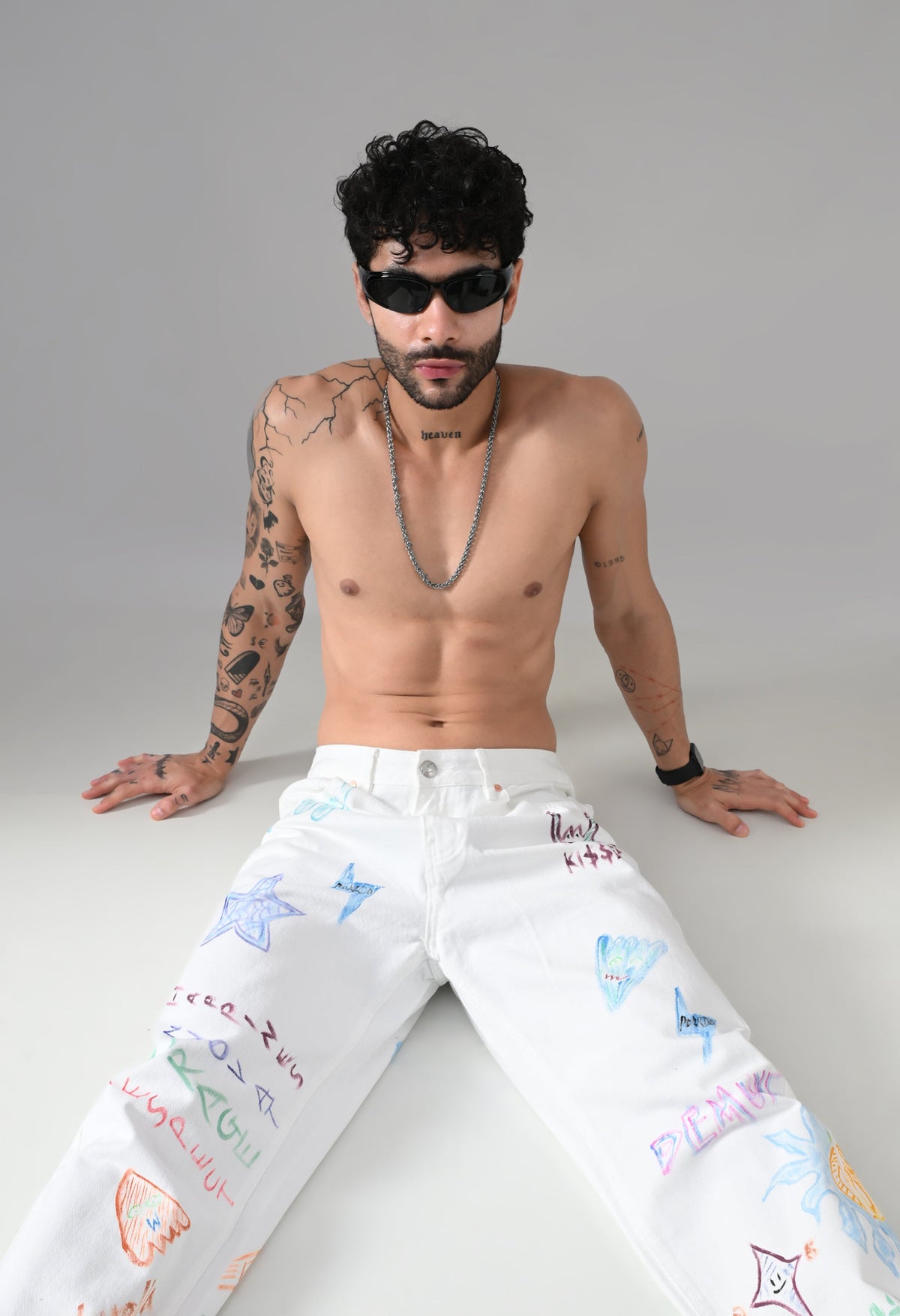 Scribble Theory Jeans-Canvas White