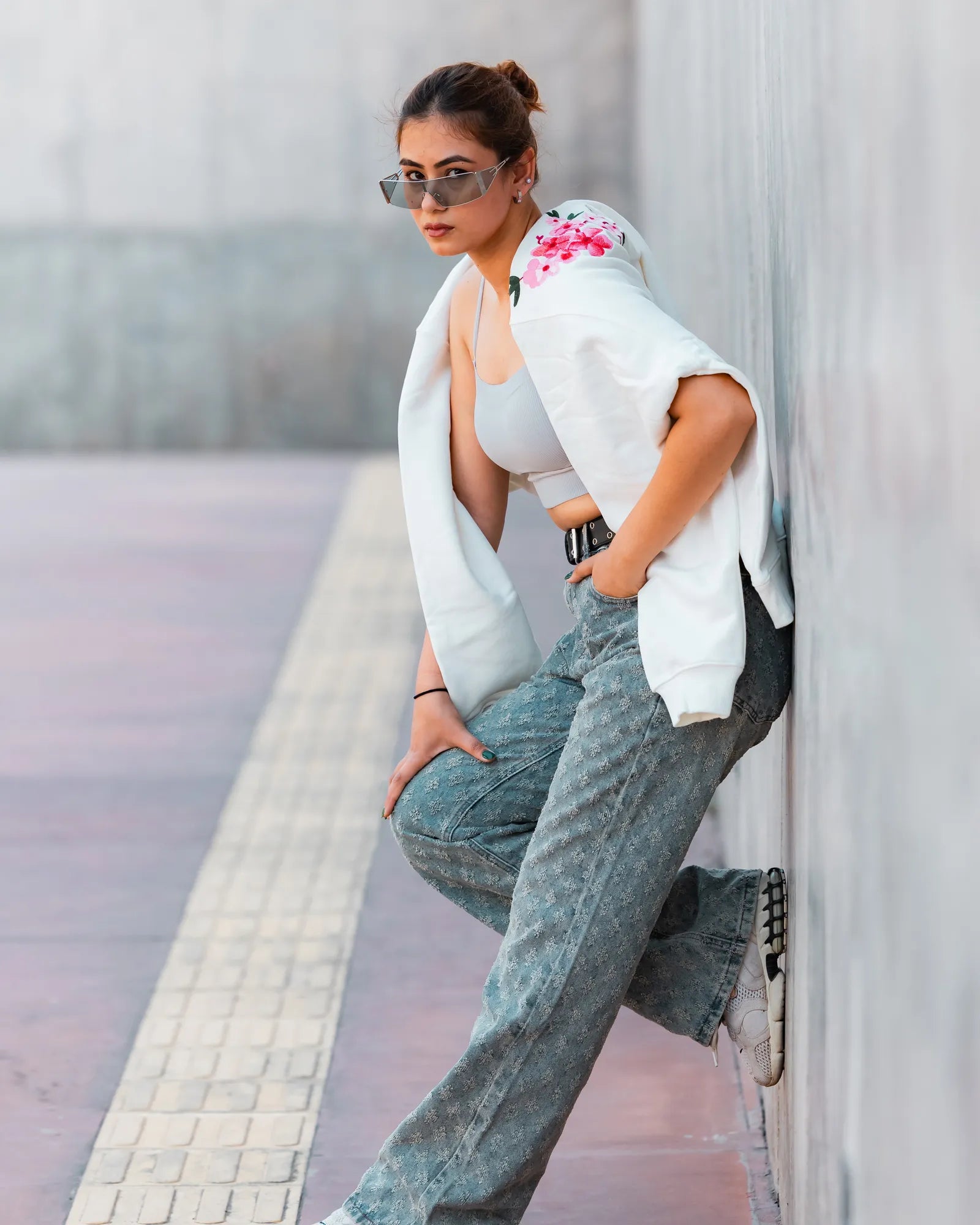 From our new shoot: the Pom Drip Hoodie White, styled with The Tiger Ascension.